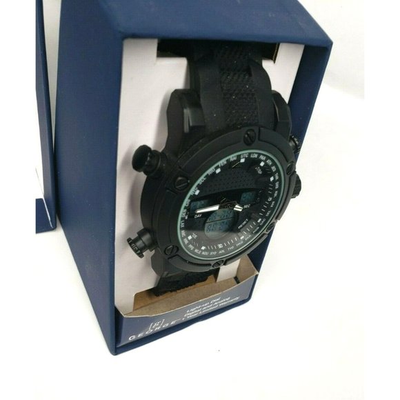 Exclusive Midnight Black Analog/Digital George Designer Rare Light Up Dial Watch - Picture 6 of 12
